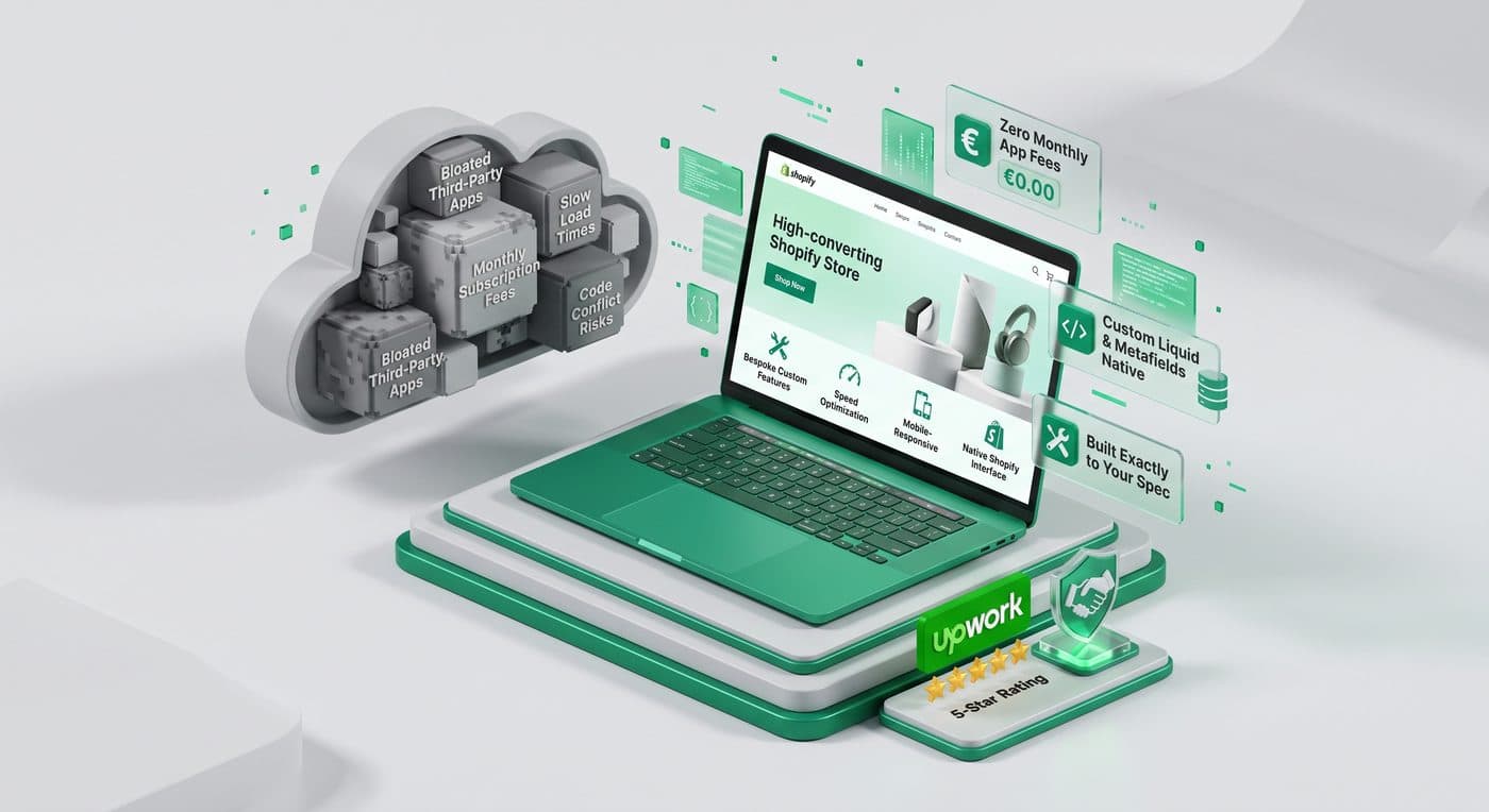 Custom native Shopify Liquid code replacing bloated monthly apps